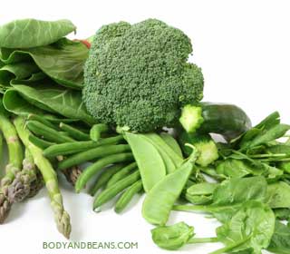 Beans, broccoli and spinach