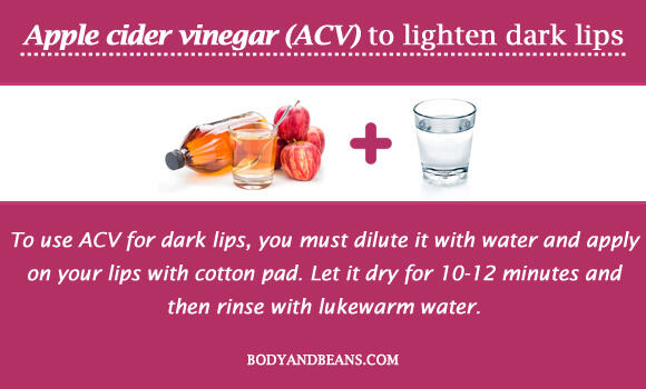Apple cider vinegar (ACV) to lighten dark lips