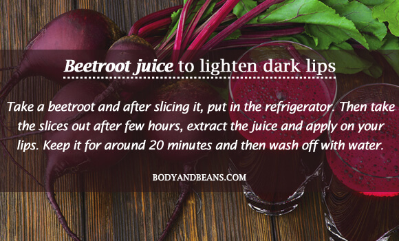 Beetroot juice to lighten dark lips