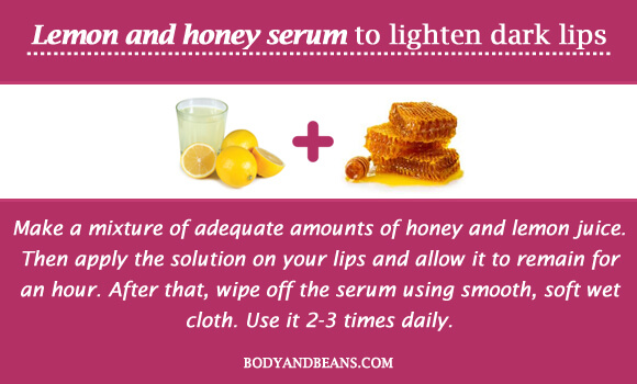 Lemon and honey serum to lighten dark lips