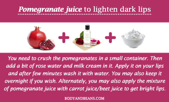 Pomegranate juice to lighten dark lips