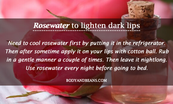 Rosewater to lighten dark lips