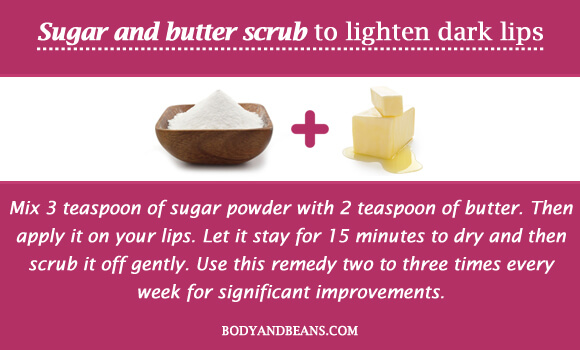 Sugar and butter scrub to lighten dark lips