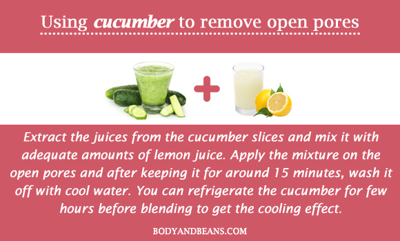 Using cucumber to remove open pores