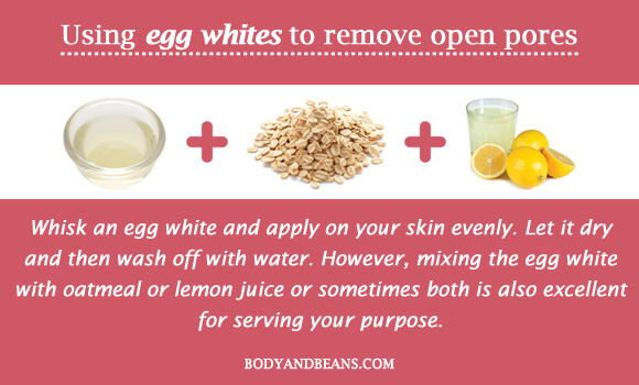 Using egg whites to remove open pores