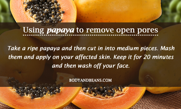 Using papaya to remove open pores