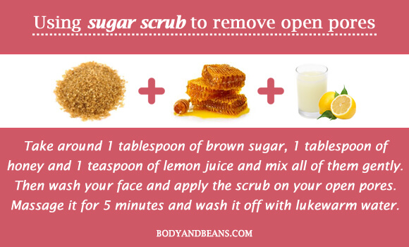 Using sugar scrub to remove open pores