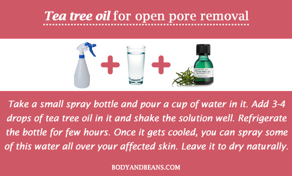 Tea tree oil for open pore removal