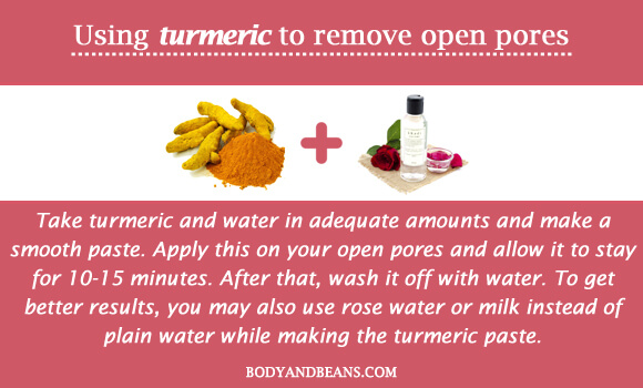 Using turmeric to remove open pores