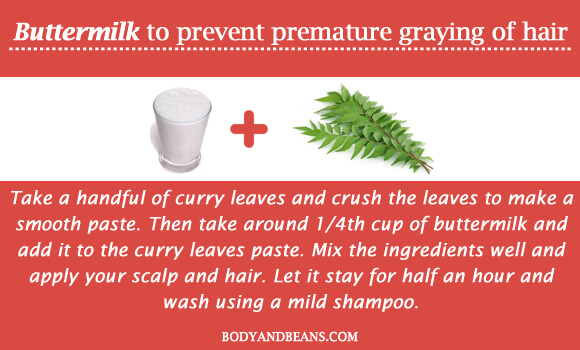 Buttermilk to prevent premature graying of hair