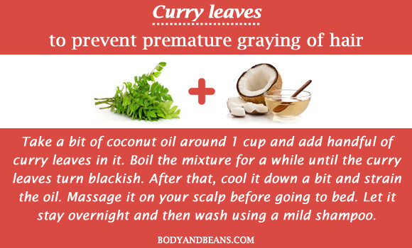 Curry leaves to prevent premature graying of hair