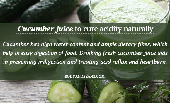 Cucumber juice to cure acidity naturally