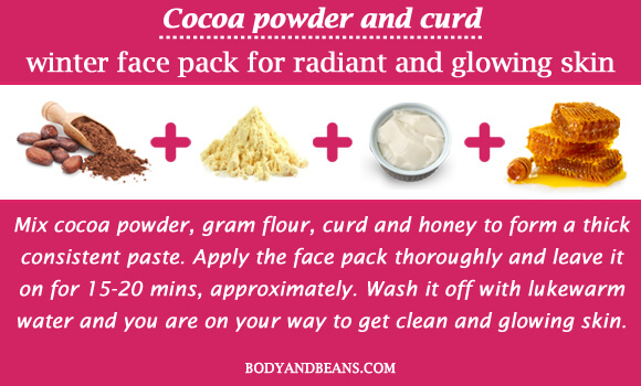 Cocoa powder and curd winter special face packs for radiant and glowing skin