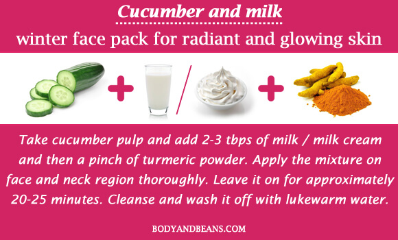Cucumber and milk winter special face packs for radiant and glowing skin