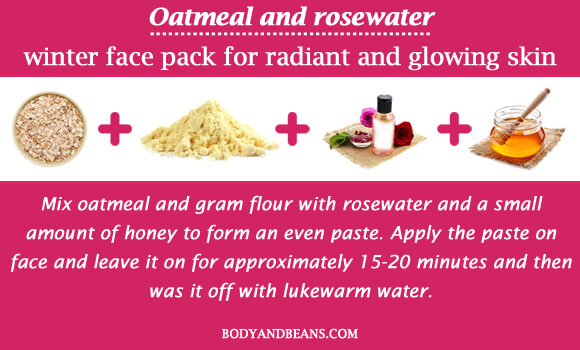 Oatmeal and rosewater winter special face packs for radiant and glowing skin