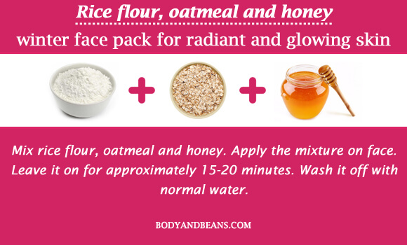 Rice flour, oatmeal and honey winter special face packs for radiant and glowing skin