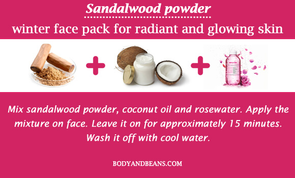 Sandalwood powder winter special face packs for radiant and glowing skin