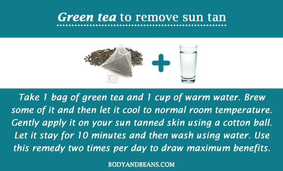Green tea to remove sun tan