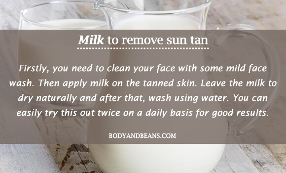 Milk to remove sun tan