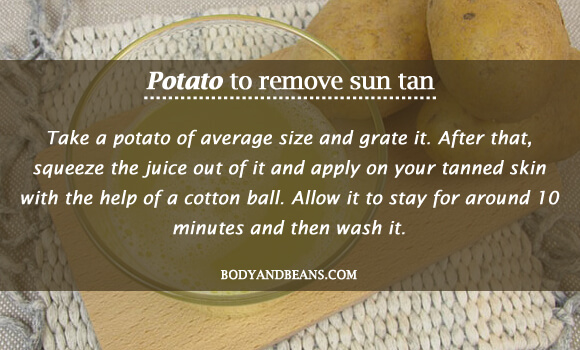Potato to remove sun tan