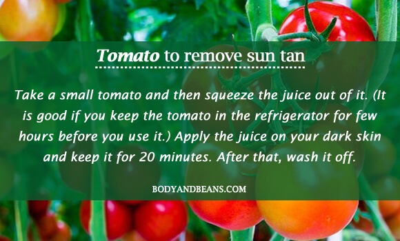 Tomato to remove sun tan