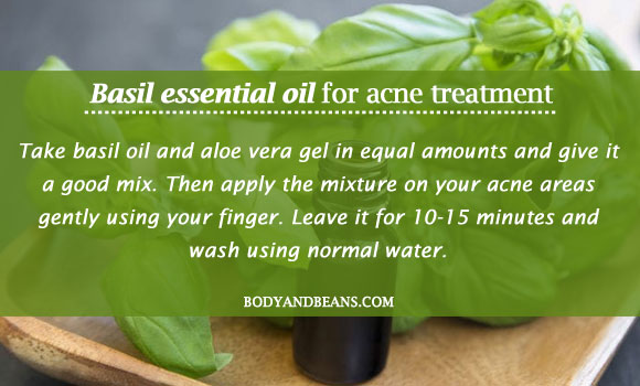 Basil essential oil for acne treatment