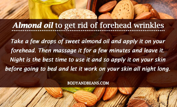 Almond oil to get rid of forehead wrinkles